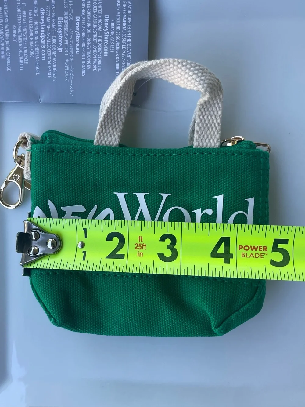 NWT Walt Disney World Logo Mania Mini/Micro Tote Bag Charm Keychain in Green
